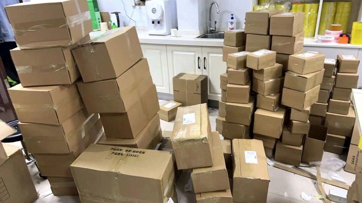 Boxes packed and ready for courier